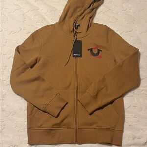 True Religion Tan Zip-Up Hoodie with Logo New with Tags
